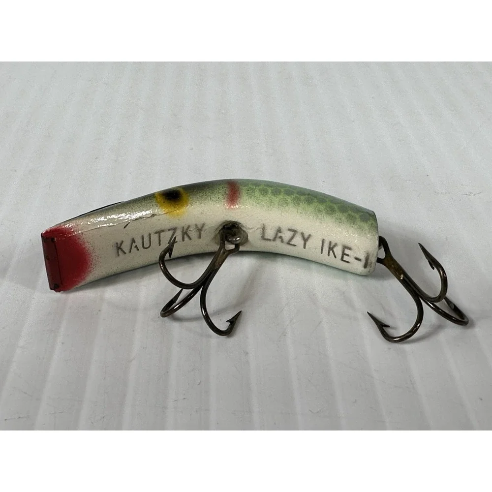 Vintage Kautzky Lazy Ike 1‎ KL-14 SHAD Wooden Fishing Lure Original Box